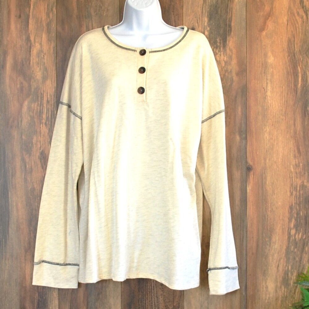 Heimish USA Long Sleeve1/4 Button Up Shirt Blouse Plus Size 3X